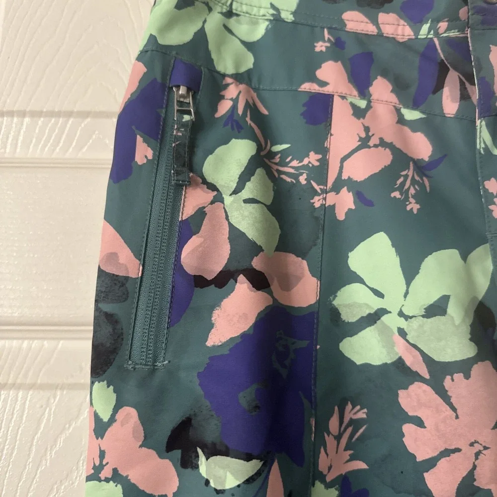 Obermeyer Girls L 14-16 Floral Ski Snow Pants Insulated Green Snowboard